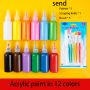 Wholesale Colorful Artist Acrylic Paint Set 12 In High Quality 100ml Acrylic Paint