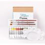 2021 New Design School Color Pictorial 12 color glass paint set with 3 brushes and palette