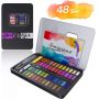48 colors delicate solid pigment watercolor paint metal box set with brush pen and sketch pencil for art supplies