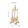 Large Crank Adjusting Studio H-frame Artist Easel Painting with Four Wheels Easel with Rocker and Drawer