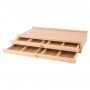 1&2&3 Laci Artist Supply Kotak Penyimpanan - Kotak Pensil Kayu Beech dengan Laci & Kompartemen