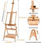 Large Studio floor Easel Convertible Artist H-Frame Floor Easel, Adjustable Tilts Flat Wooden Artist Easel, Multi-Purpos