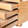 6-Drawers Artist Supply Storage Box - Portable Foldable Multi-Function Beech Wood Artist Tool & Brush Storage Box
