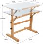 White Board Wood Drafting Table,Art Craft Desk with Height Adjustable & Tilted Large Surface Tabletop,Drawing Desk table