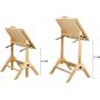 Solid Wood Writing Drafting Table Adjustable Height And Tiltable Tabletop for Artwork Artist Drawing Desk and Stool