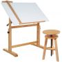 White Board Wood Drafting Table,Art Craft Desk with Height Adjustable & Tilted Large Surface Tabletop,Drawing Desk table