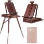 French Easel,Beech Wood Sketch Easel Box with Foldable Legs,Drawer Storage and Palette Tray,Portable Artist Easel outdoor