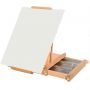 Studio Sketchbox Table Easel with Metal Lined Drawer - Adjustable Solid Beech Wood Tabletop Easel Artists Desk Easel