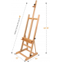 Large Studio H-Frame Easel - Solid Beech Wood Artist Easel Adjustable Movable Tilting Easel