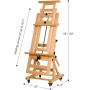 Deluxe Large Rocker Crank Studio Easel Heavy Duty Artist Painting Easel Solid Beech Wood with Adjustable Height