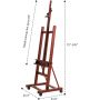 Wholesale Deluxe Beech Wood Easel Stand H-Frame Adjustable Floor Easel with Storage Tray and Wheels