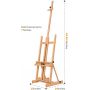 Large Studio H-Frame Easel - Solid Beech Wood Artist Floor Easel with storage