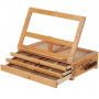 Large Adjustable Artist Tabletop Sketchbox Easel- Multi-Function Solid Beech Wood Storage Box Easel with 3-Drawer