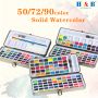 wholesale 50/72/90 tin box Gouache Paint brush soild watercolor paint set
