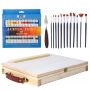 Art Supply 38pcs Wood Box Easel Acrylic Painting Set with Wood Palette for kids