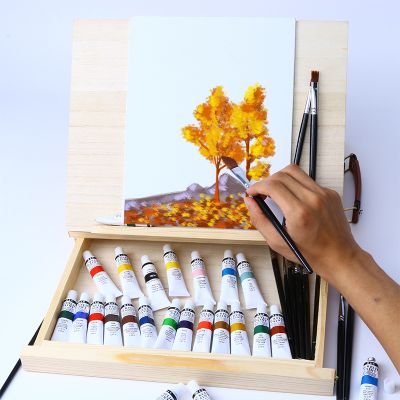 professional artist acrylic paint 38 pcs Painting Art Set With Wooden Box Easel drawing art set for art kid