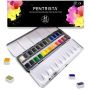 24 solid Watercolor Paint Set Portable Travel Water Color Paint Set With Water Brushes Sponges Mixing Palette
