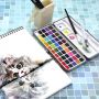Custom 120 colors Solid Watercolor Paint Set With Water Brush Boxed Storage