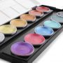 Custom 12Colors Pearlescent Metallic Color Circular Solid Pigment Watercolor Paint Set With Brush Pen And Palette