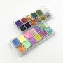 Superior portable 1 set pearlescent metallic solid watercolor with box transparent box
