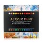 24colors acrylic paint set with 3 brushes, 1 palette, 1canvas board