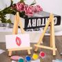 Hot selling products Wooden 8x15cm mini art easle with 10x10cm mini canvas table easel for painting and phone
