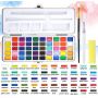 Watercolor Paint Set 50 Colors in Metal Box Travel Watercolor Set for Kids Adults