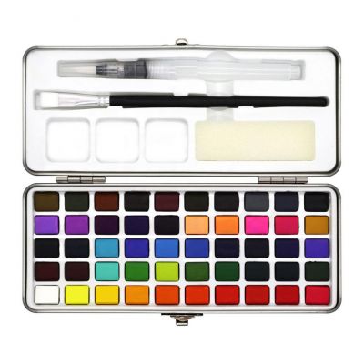 50 Colors Professional Solid Watercolor Paint Pigment Set Portable Fabric Drawing Tools